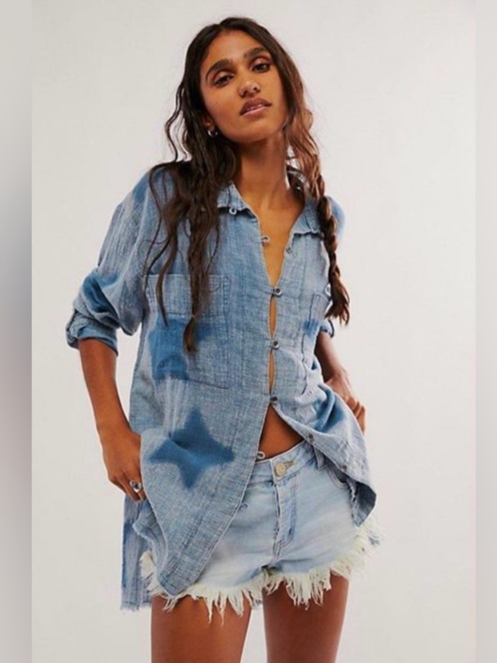 One Teaspoon Star Muslin Longline Shirt